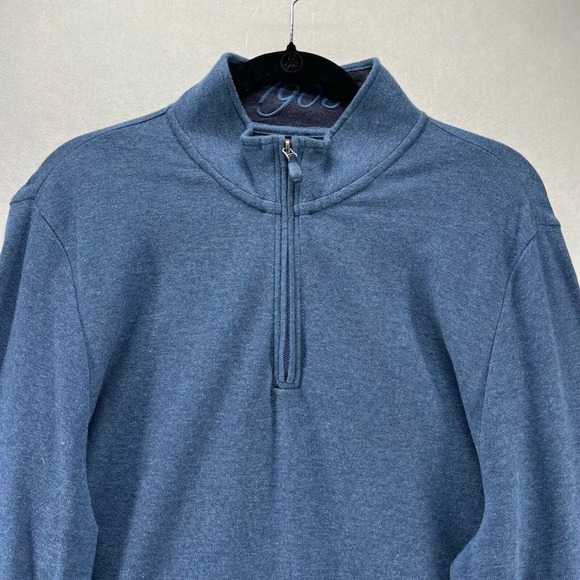 Jos A Bank Sweater Mens Size M Tailored Fit 1/4 Zip Pullover Cotton Blue - Picture 3 of 10